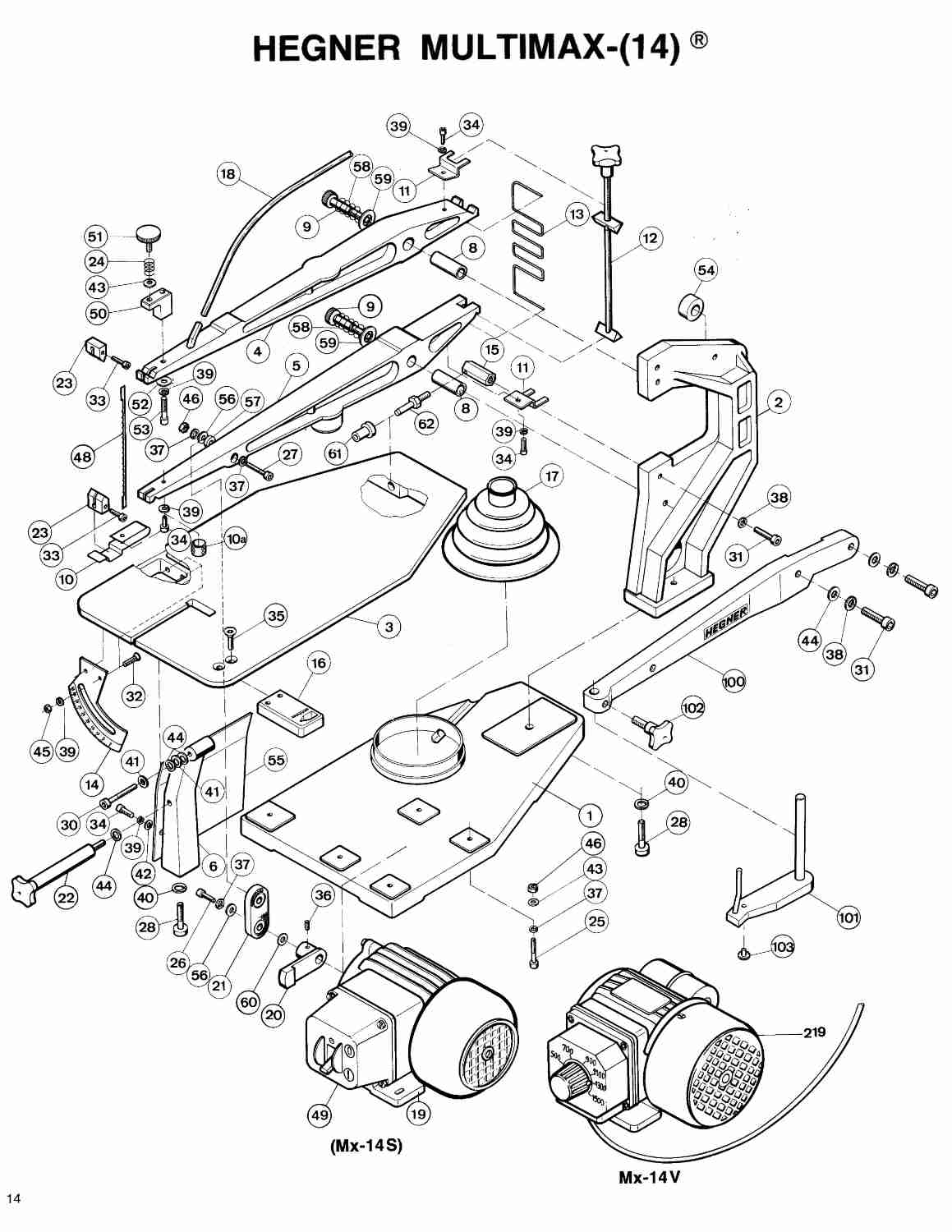 Hegner Multimax 14-E Parts